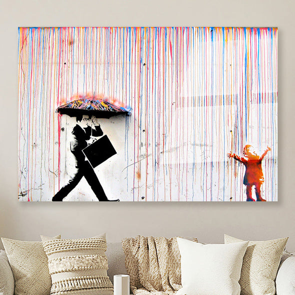 Schilderij Rainbow rain (Dibond /  Plexiglas)