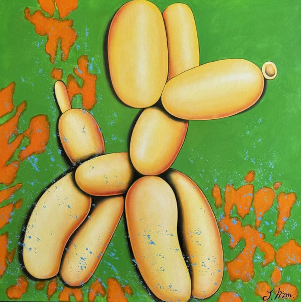 Schilderij - Doggy Dog 120x120 (Olieverf)