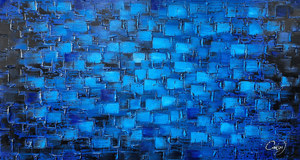 Schilderij - Deep Blue 130x70 (Olieverf)