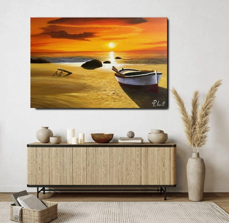 Schilderij - Sunset 120x80 (Olieverf)