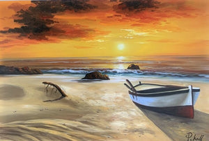 Olieverf schilderij Sunset 120 x 80 cm