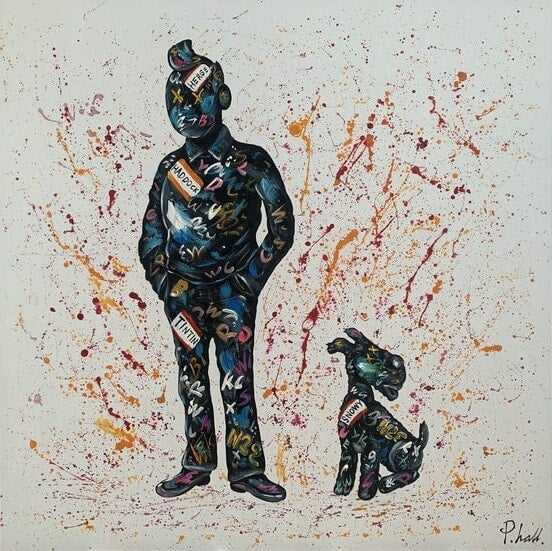 Schilderij - Boy and Dog