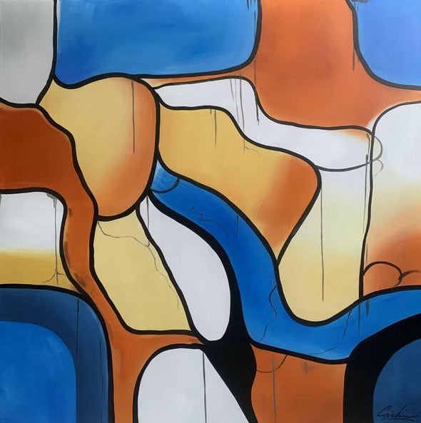Schilderij - Pieces 120x120 (Olieverf)