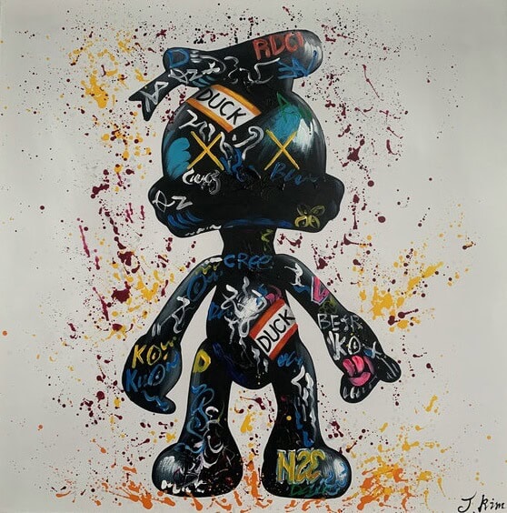 Schilderij - Duck 120x120 (Olieverf)