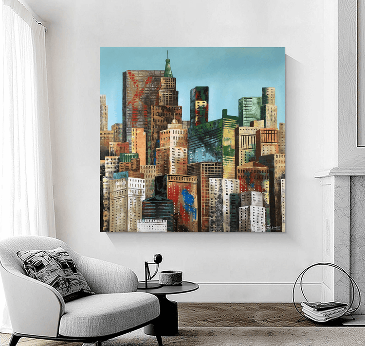 Schilderij - Blocks 120x120 (Olieverf)