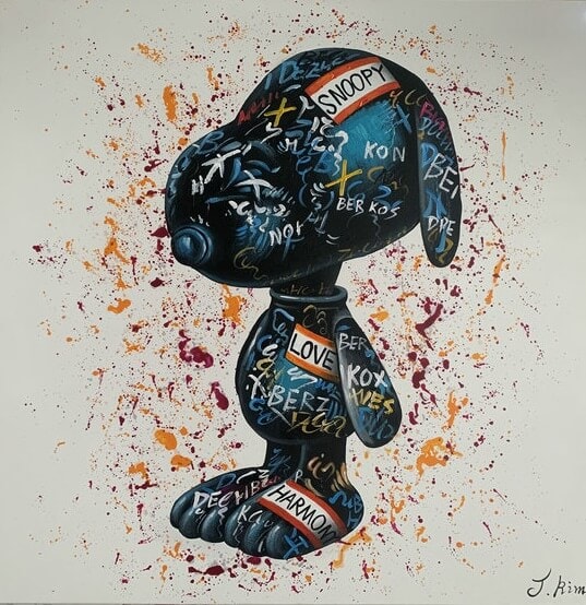 Schilderij - Dog 120x120 (Olieverf)