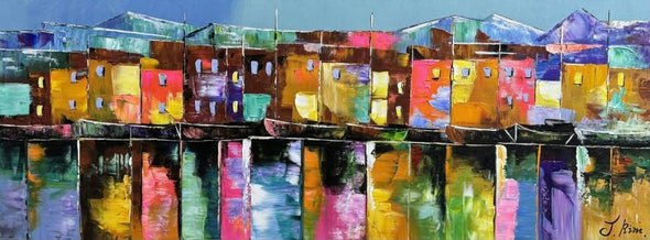 Schilderij - Boat Houses