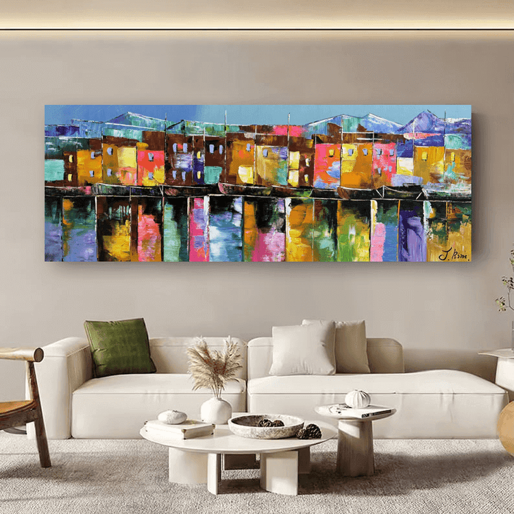 Schilderij - Boat Houses