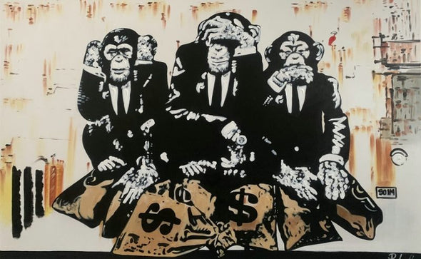 Schilderij - Three Abes 160x100 (Olieverf)