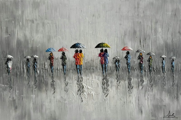 Schilderij - A Walk in the Rain II