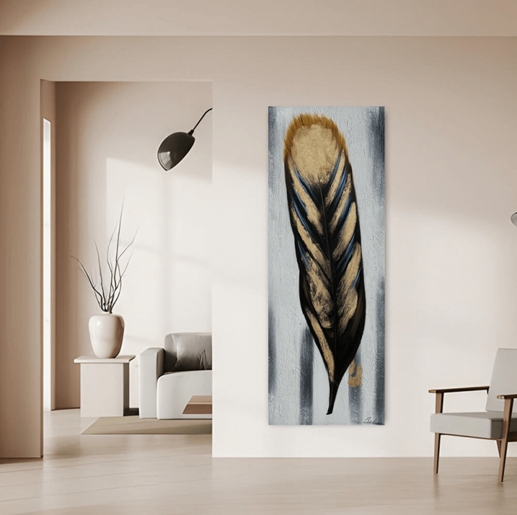 Schilderij - Feather 160x60 (Olieverf)