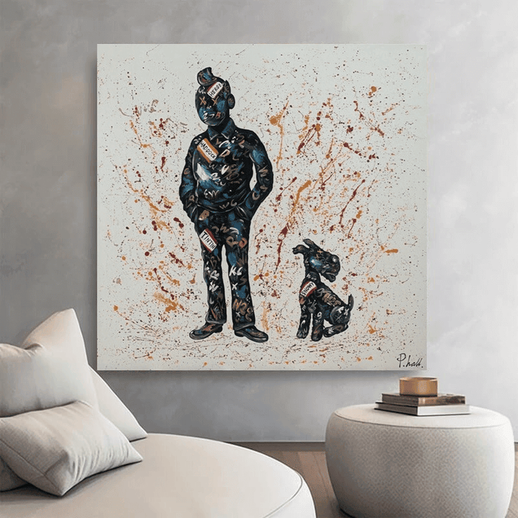 Schilderij - Boy and Dog