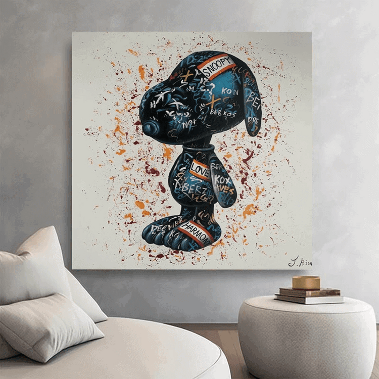 Schilderij - Dog 120x120 (Olieverf)