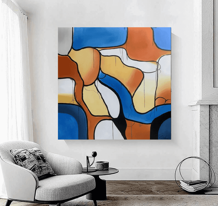 Schilderij - Pieces 120x120 (Olieverf)