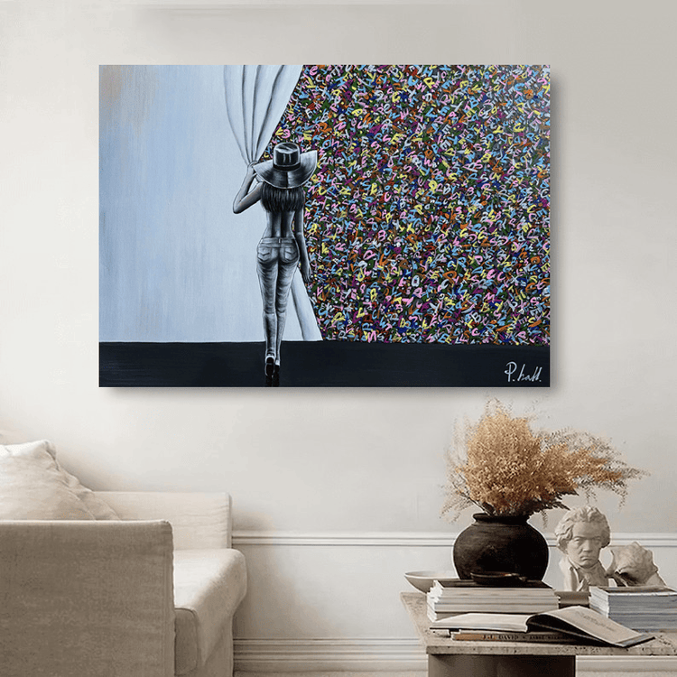 Schilderij - Graffiti Wall 120x80 (Olieverf)