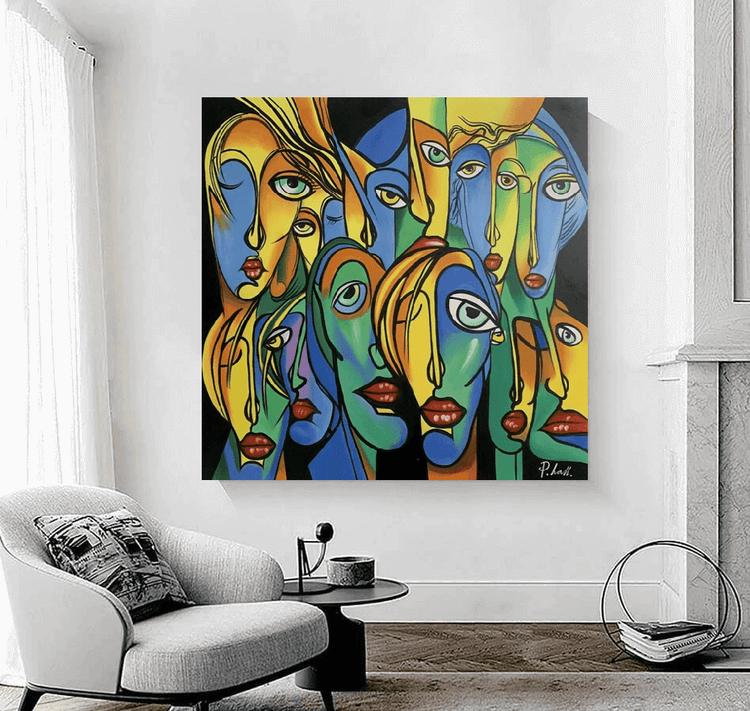 Schilderij - Eyes Wide Shut 120x120 (Olieverf)