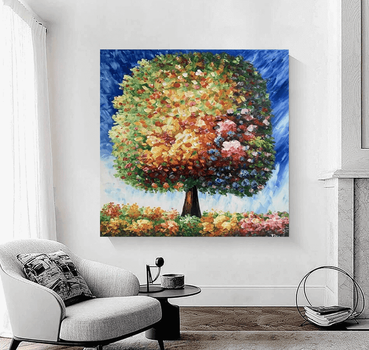 Schilderij - Grand Old Tree 120x120 (Olieverf)