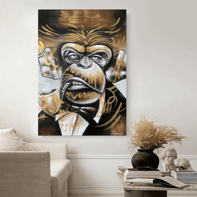 Schilderij - Smonkey 120x80 (Olieverf)