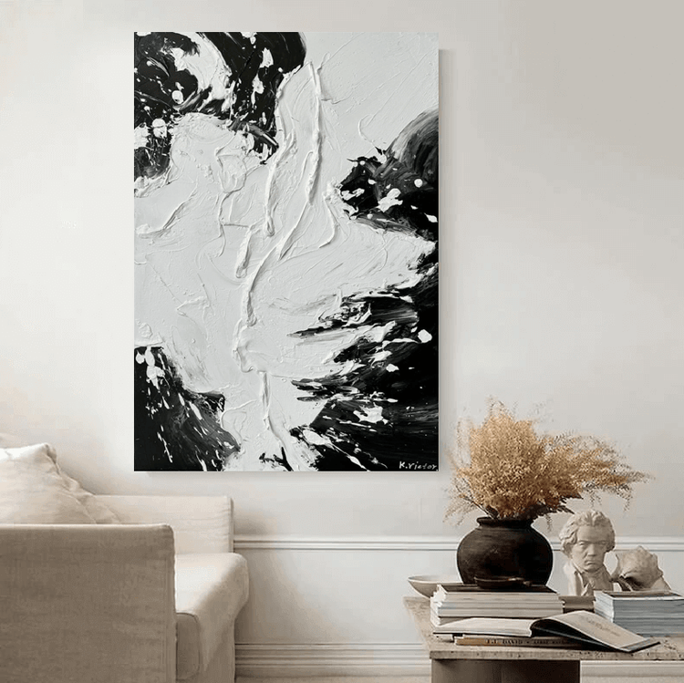 Schilderij - Black and White II 120x80 (Olieverf)