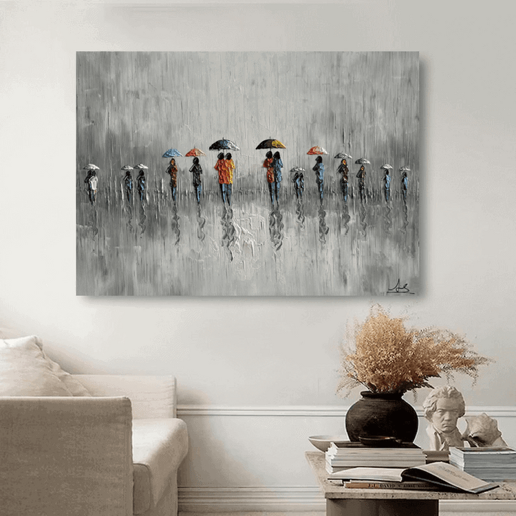 Schilderij - A Walk in the Rain II 120x80 (Olieverf)