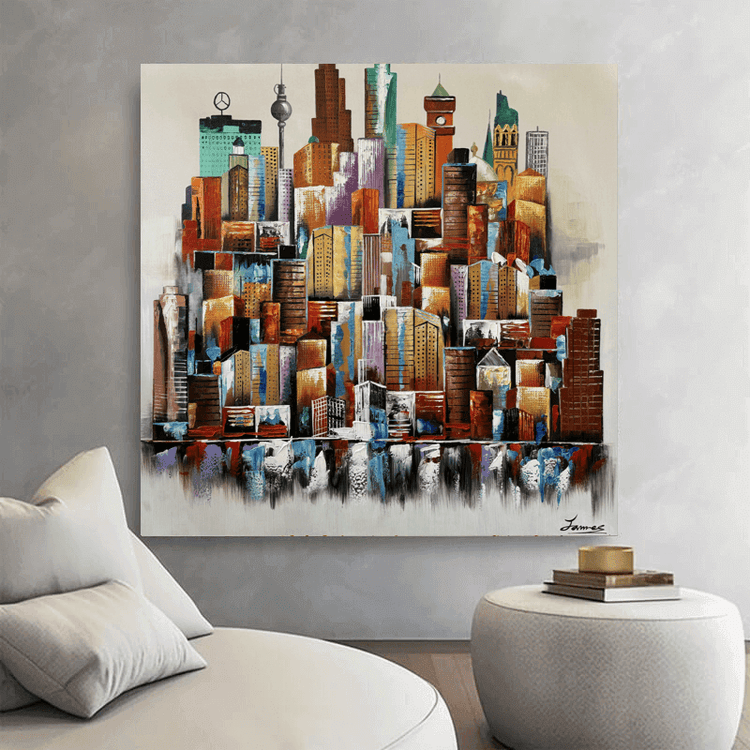 Schilderij - Manhattan 120x120 (Olieverf)