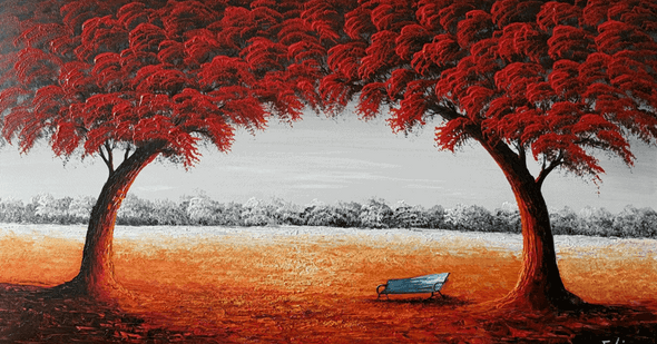 Schilderij - Blue Bench