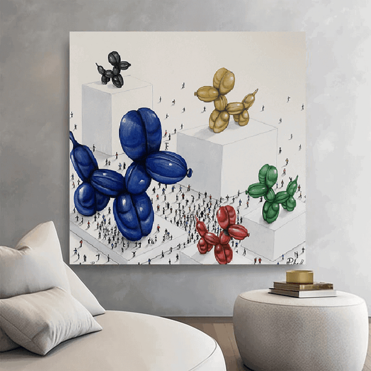 Schilderij - Trophy Dogs 120x120 (Olieverf)