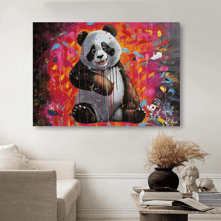 Schilderij - Power Panda 120x80  (Olieverf)