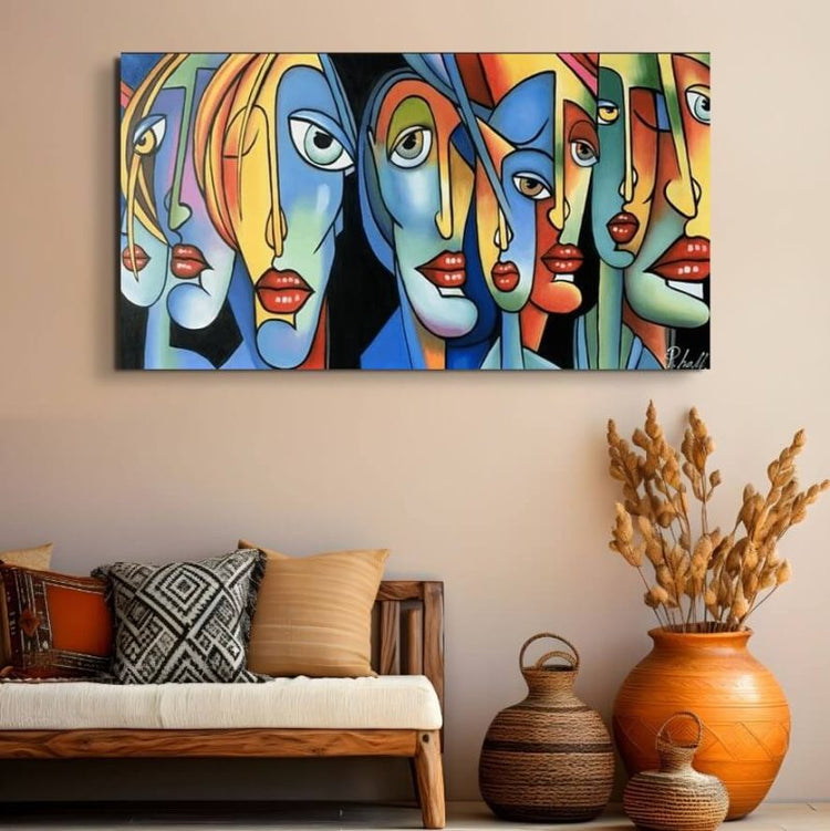 Schilderij - Face Off 130x70 (Olieverf)