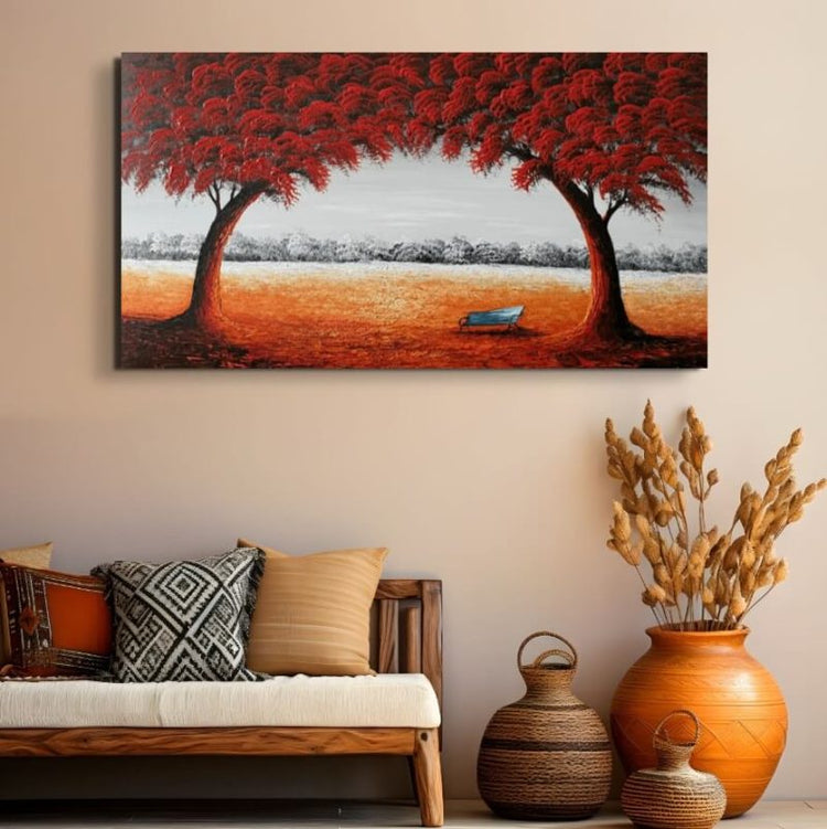 Schilderij - Blue Bench 130x70 (Olieverf)