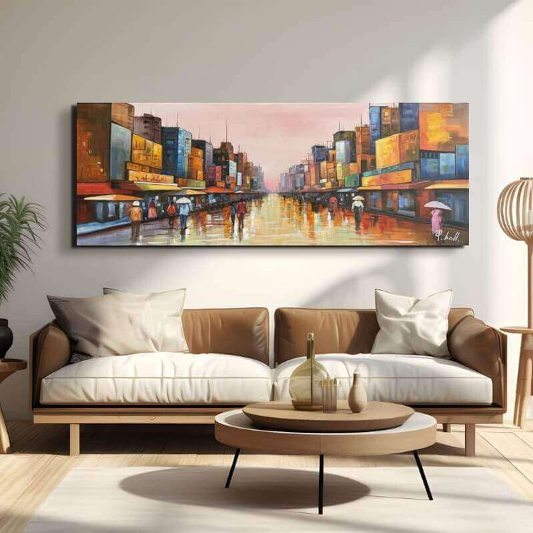 Schilderij - Urban 160x60 (Olieverf)