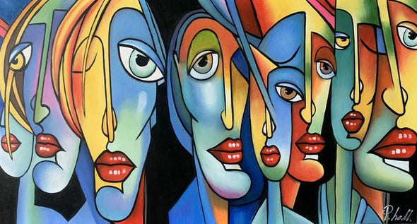 Schilderij - Face Off 130x70 (Olieverf)