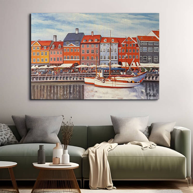 Schilderij - Nyhavn 120x80 (Olieverf)