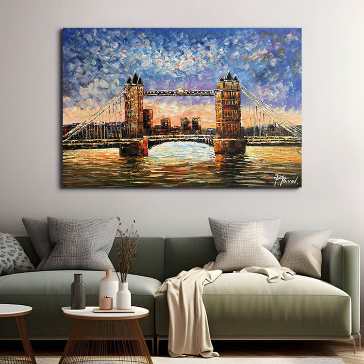 Schilderij - Tower Bridge 120x80 (Olieverf)
