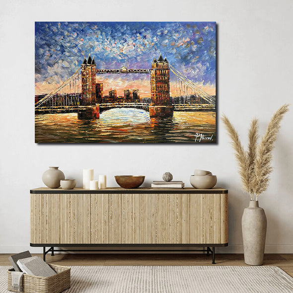 Schilderij - Tower Bridge 120x80 (Olieverf)