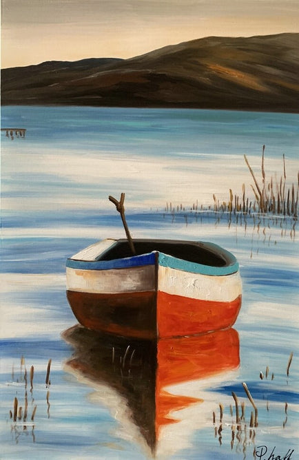 Schilderij - Lonely Boat 120x80 (Olieverf)