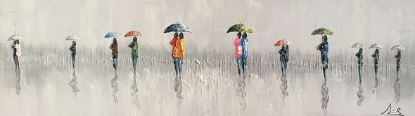 Schilderij - People 140x40 (Olieverf)