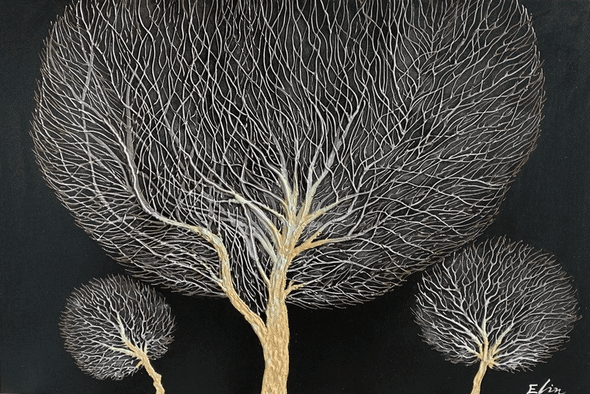 Schilderij - Simple Trees 120x80 (Olieverf)