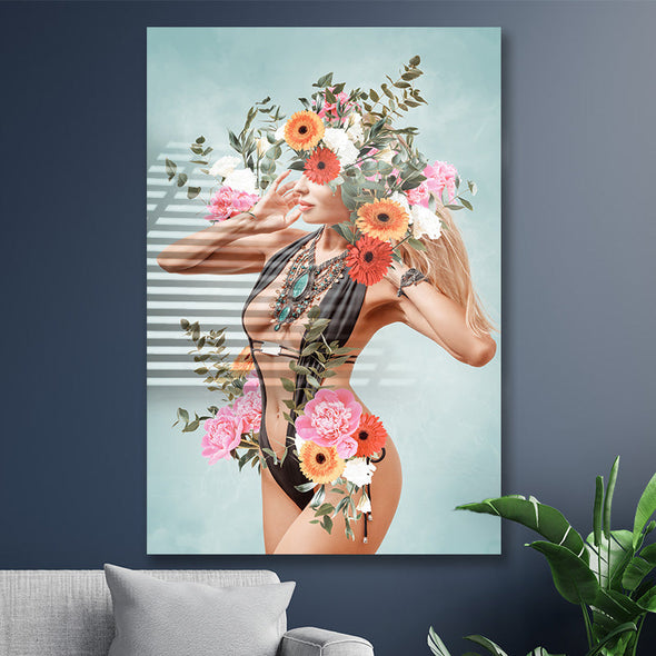 Schilderij Sexy flower woman (Dibond /  Plexiglas)