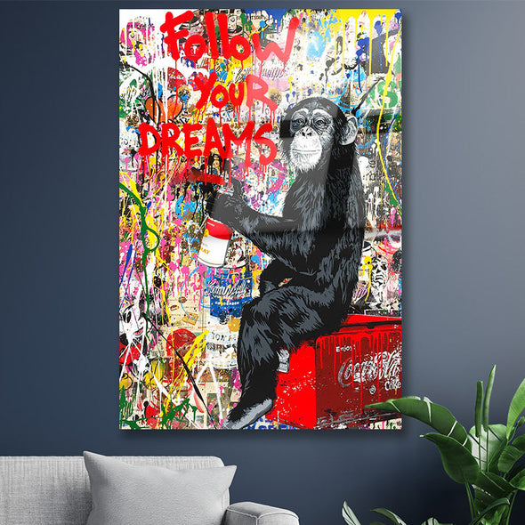 Schilderij Monkey Banksy (Dibond /  Plexiglas)