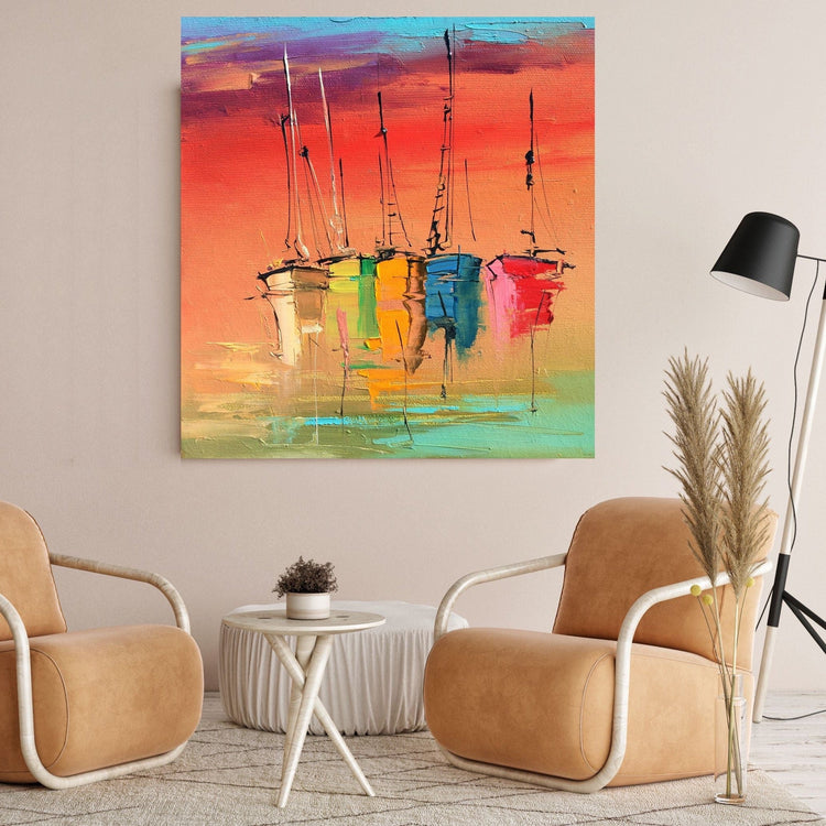 Schilderij Sunset Boat (Canvas)