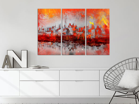 Schilderij - New York Sunset (3 Parts) (Canvas)