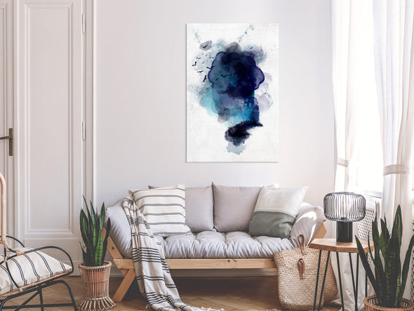 Schilderij - Blue Memory (1 Part) Vertical (Canvas)