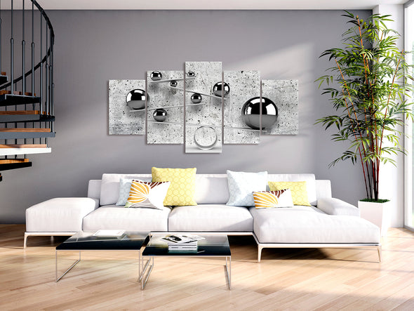 Schilderij - Balls and Concrete (5 Parts) Wide (Canvas)