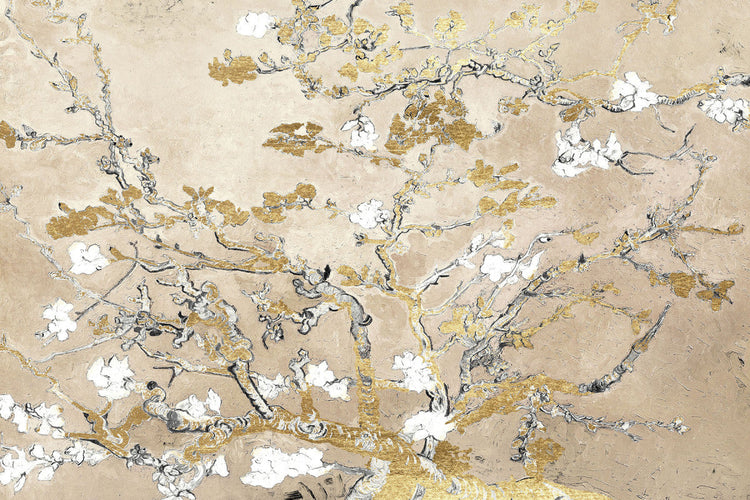 Schilderij met 3D reliëf 120x80 Gouden takken (Glas)