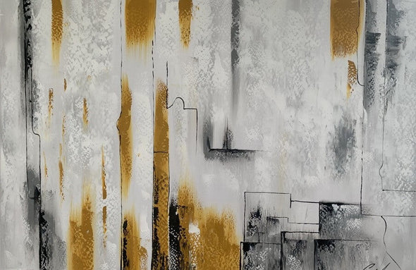 Schilderij - Dark Yellow 120x80 (Olieverf)