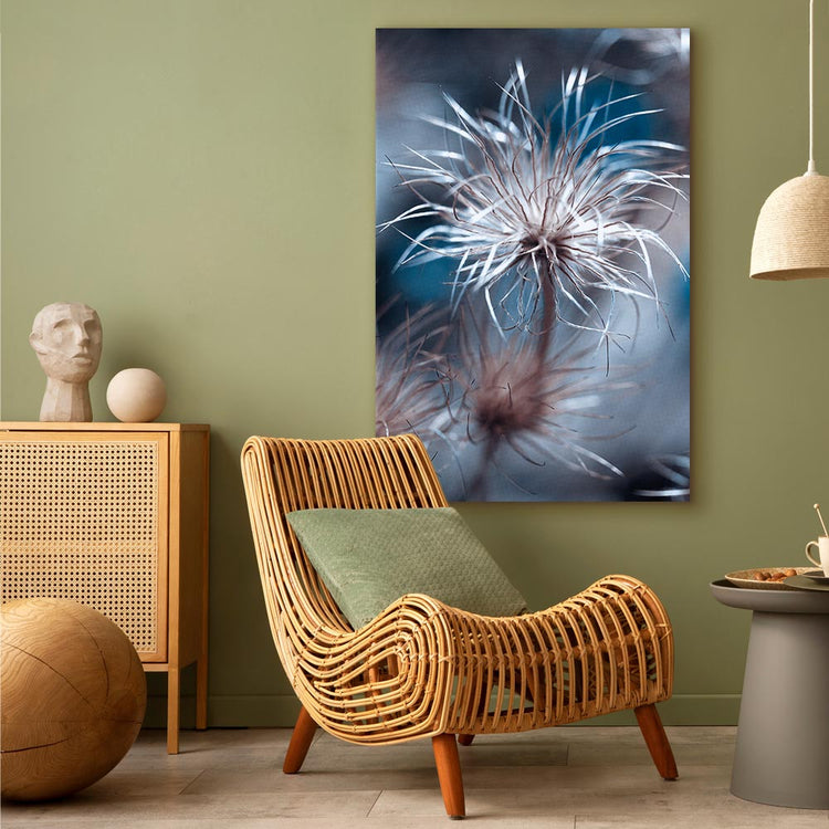 Schilderij - Plant in Blues (1 Part) Vertical (Canvas)