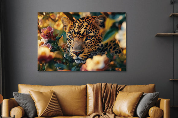 Schilderij 120x80 Verstopte panter (Glas)