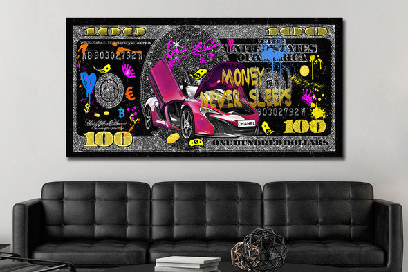 Schilderij 160x80 Crazy dollar (Glas)