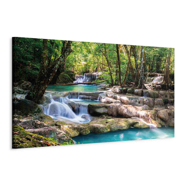 Schilderij - Nature: Forest Waterfall (Canvas)